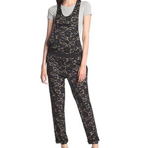 David Lerner Black Lace clip shoulder Jumpsuit Overall Womens XS MSRP 325